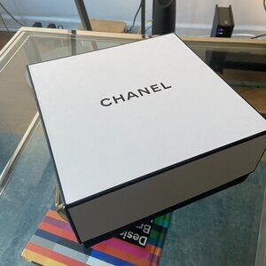 Chanel Gift box with chanel closure on tissue paper white + black